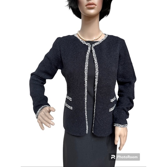 Sioni Essentials Black Boucle Open Sweater Jacket, NWT, S - Picture 5 of 14